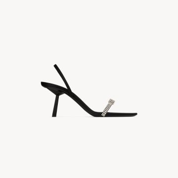 Yves Saint Laurent Black stiletto sandals with drill tips