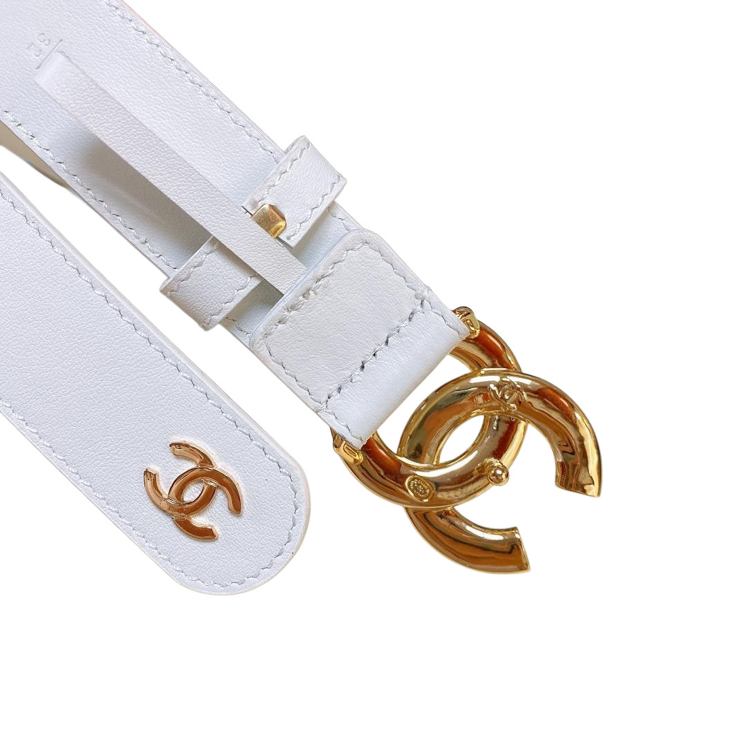 Chanel Women's CC Belt In Black/White Diamond Stitching Calfskin With Gold Hardware 30mm - 图片 6