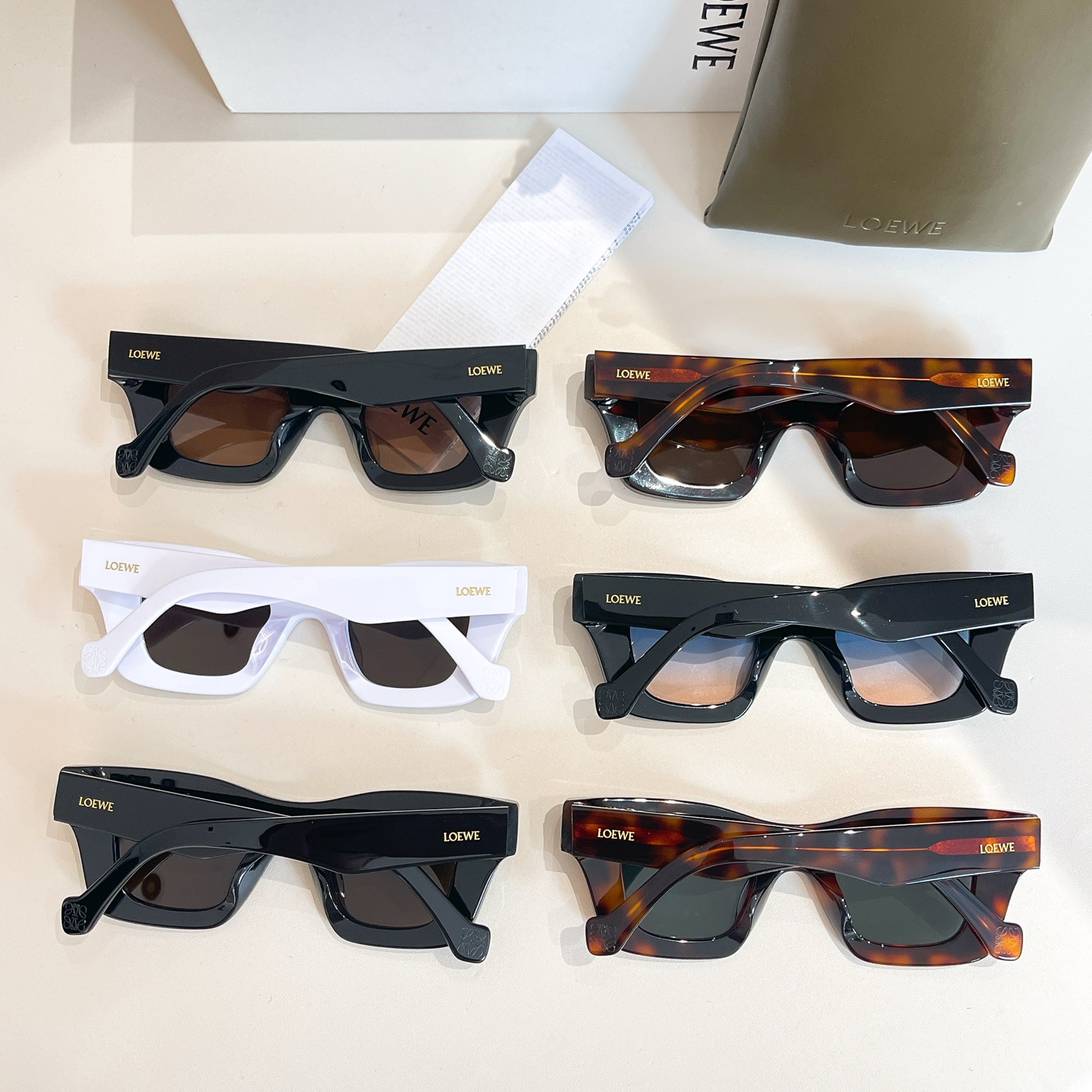 Loewe square frame glasses blue orange/black brown/black sepia/white/leopard brown/leopard green color Size 54口16-145 - 图片 9