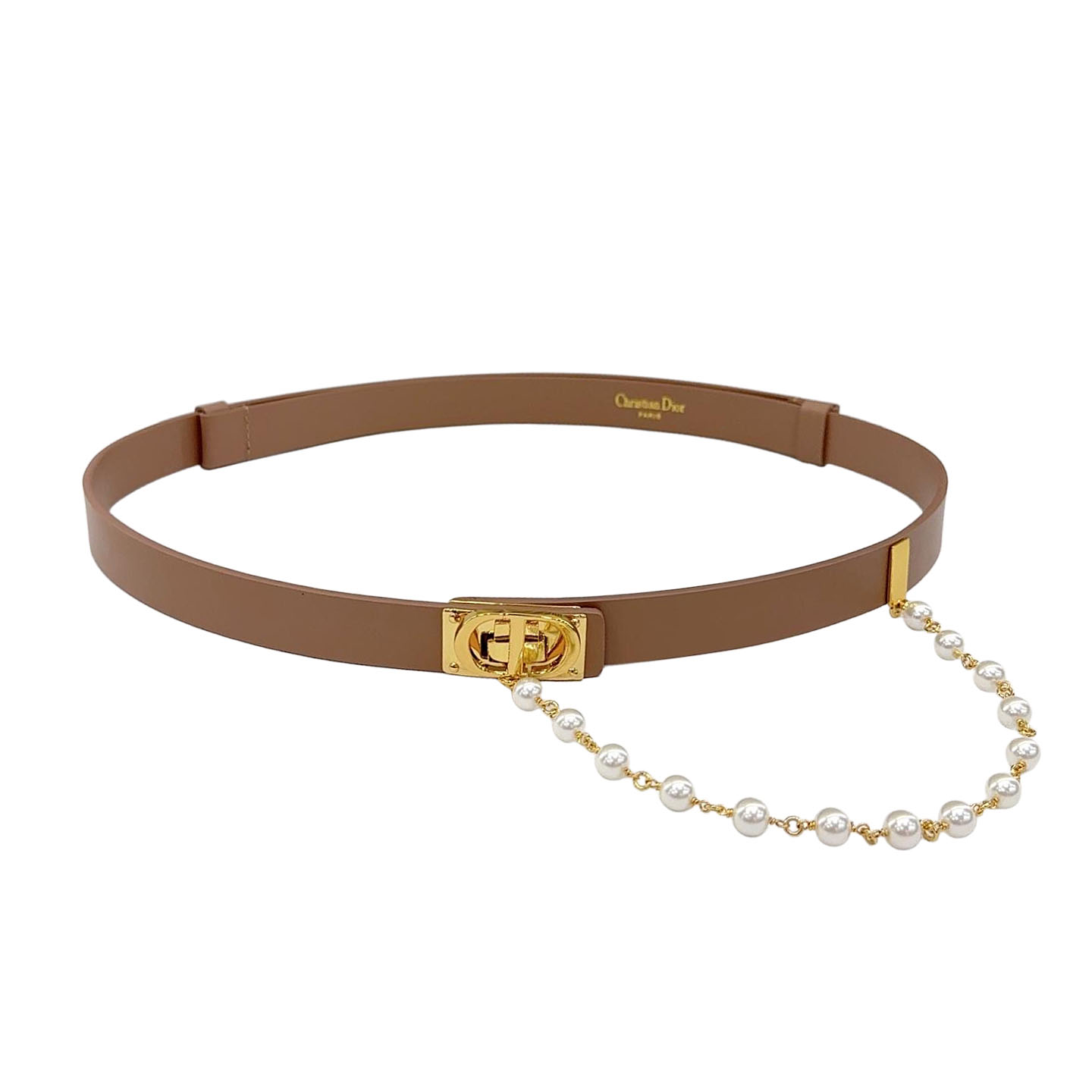 Dior Women' s Square Buckle With Pearls Caro Chain Belt In Black/Brown/White Calfskin With Gold Hardware 20mm - 图片 4