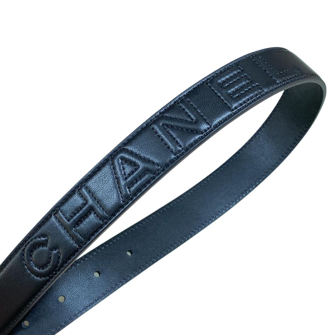 Chanel Women's CC Belt In Black/White Diamond Stitching Calfskin With Gold Hardware 30mm - 图片 2