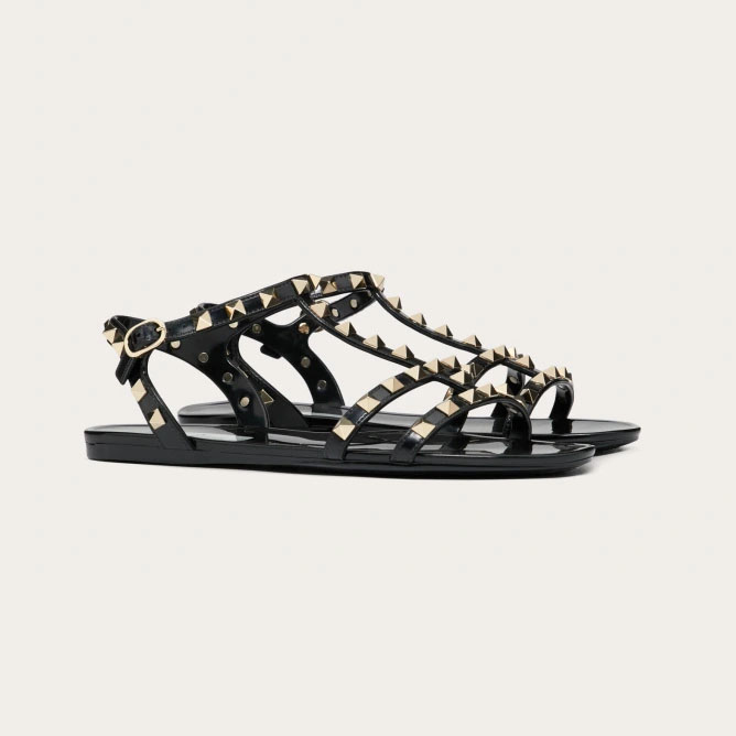 VALENTINO Black Studded flat sandals - 图片 2