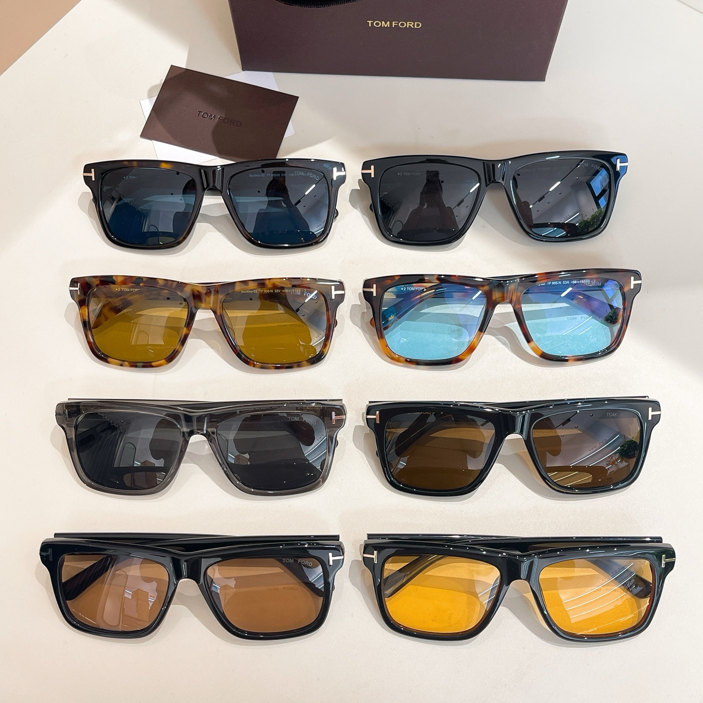Tom Ford square frame glasses leopard blue/grey/leopard mustard/black/leopard cyan/black tawny/black brown/black orange color Size 58口17-145 - 图片 10