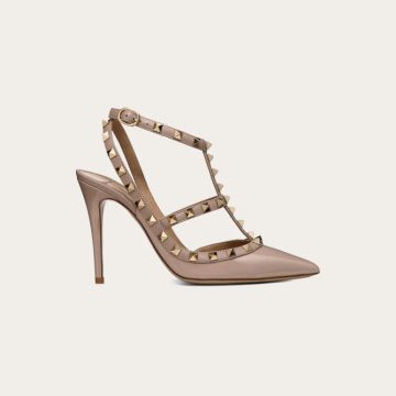 VALENTINO Patent leather lace-up rivet heels