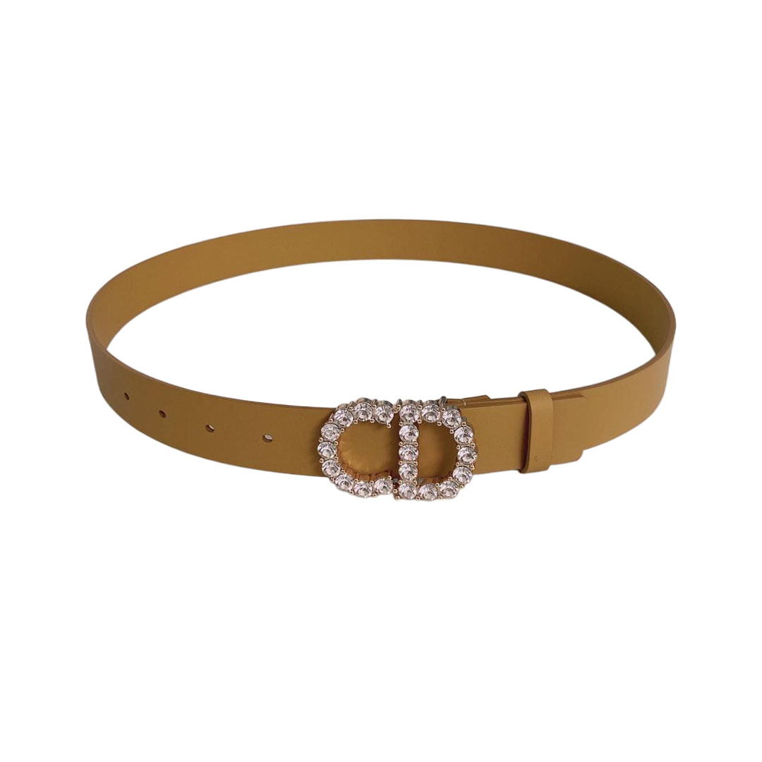 Dior Women' s 30 Montaigne Buckle With Crystals Belt In Black/Mustard/White/Blue Calfskin With Gold/Silver Hardware 30mm - 图片 5