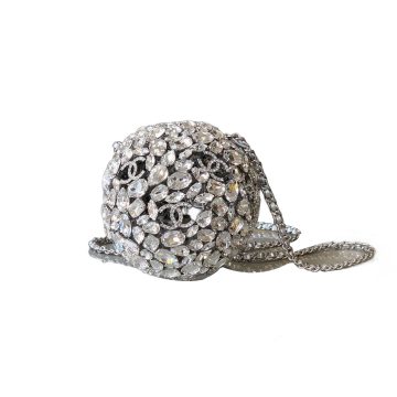 Chanel Silver / gold / black crystal ball dinner bag crossbody bag