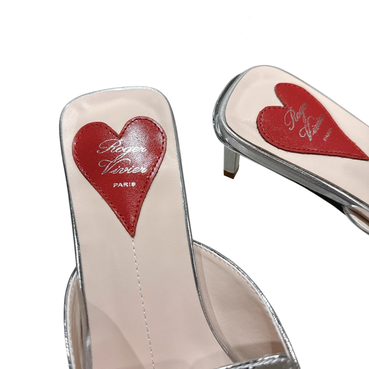 Roger Vivier Viv' Canard Mules Sandals In Gold/Silver Leather With Lacquered Metal Buckle (Heel Height 5.5cm) - 图片 5