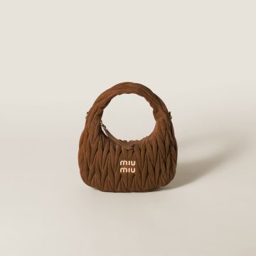 Miu Miu Wander Matelassé Suede leather handbag Brown Crossbody Bags