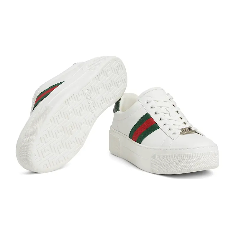 Gucci Ace series platform sneakers woven fabric women's sports shoes - 图片 5