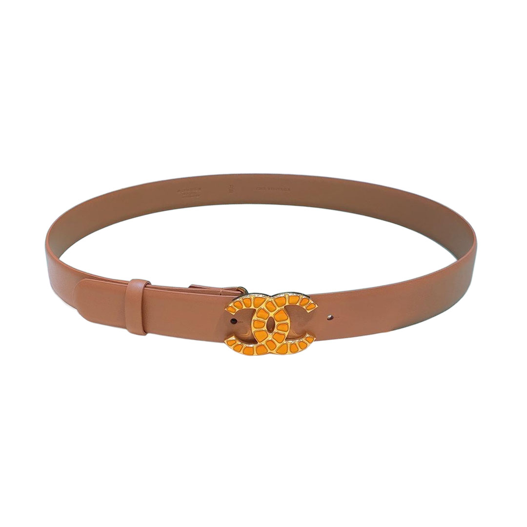 Chanel Women's CC Belt In Blue/Arrowroot Calfskin With Gold Hardware 30mm - 图片 3