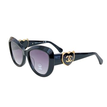 CHANEL glasses black gold color size 55-19-140