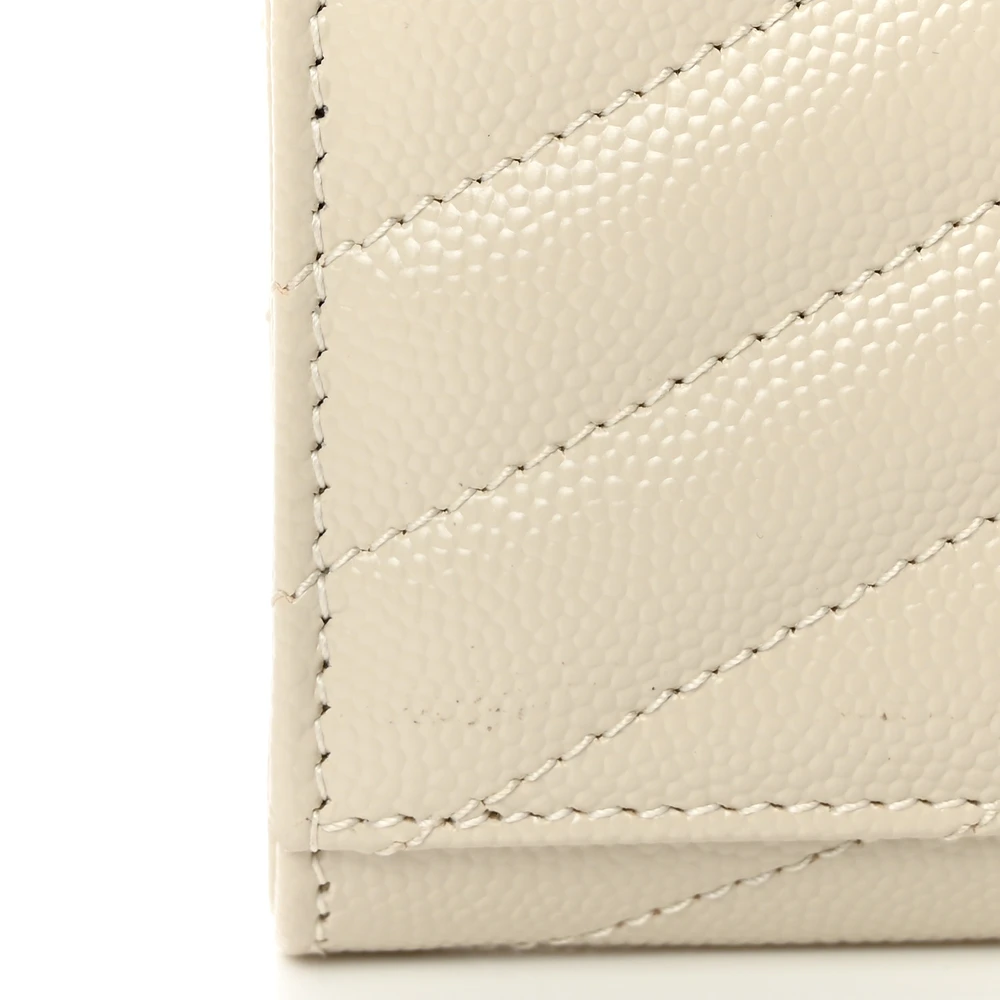 Saint Laurent Medium Envelope Clutch Blanc Vintage Chevron Monogram Grain De Poudre Matelasse Leather Gold Hardware - 图片 8