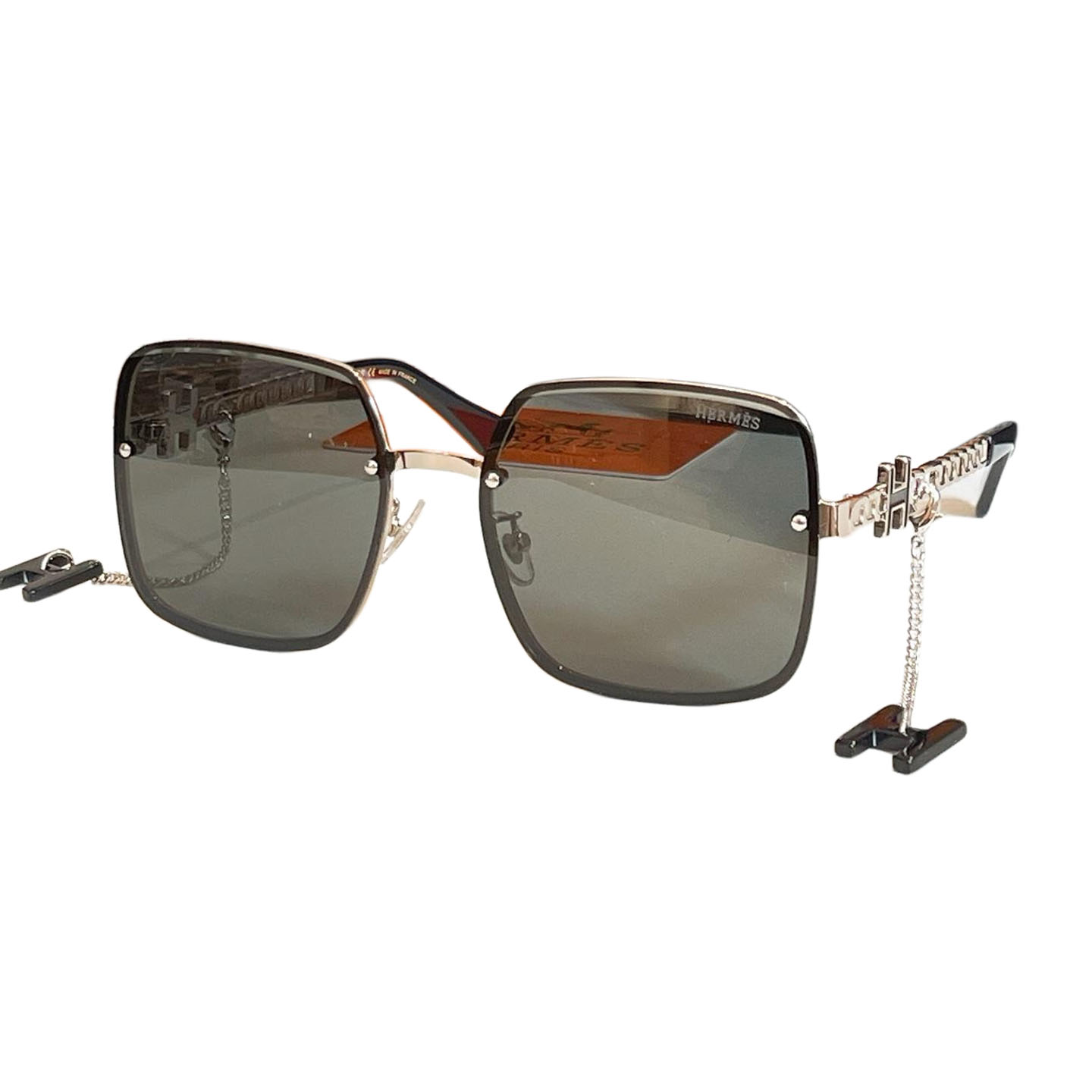 Hermès square frame glasses orange/green/white/black gold/black silver/blue/brown color Size 60口17-140 - 图片 5