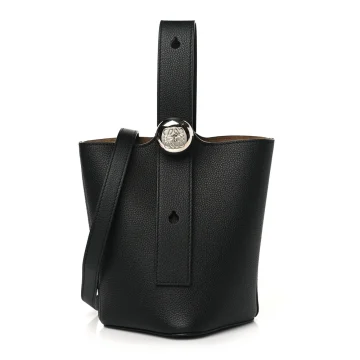 Loewe Pebble Bucket Bag Mini Black Soft Grained Calfskin Leather Palladium Hardware