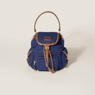 Miu Miu Blue Canvas and Leather Backpacks