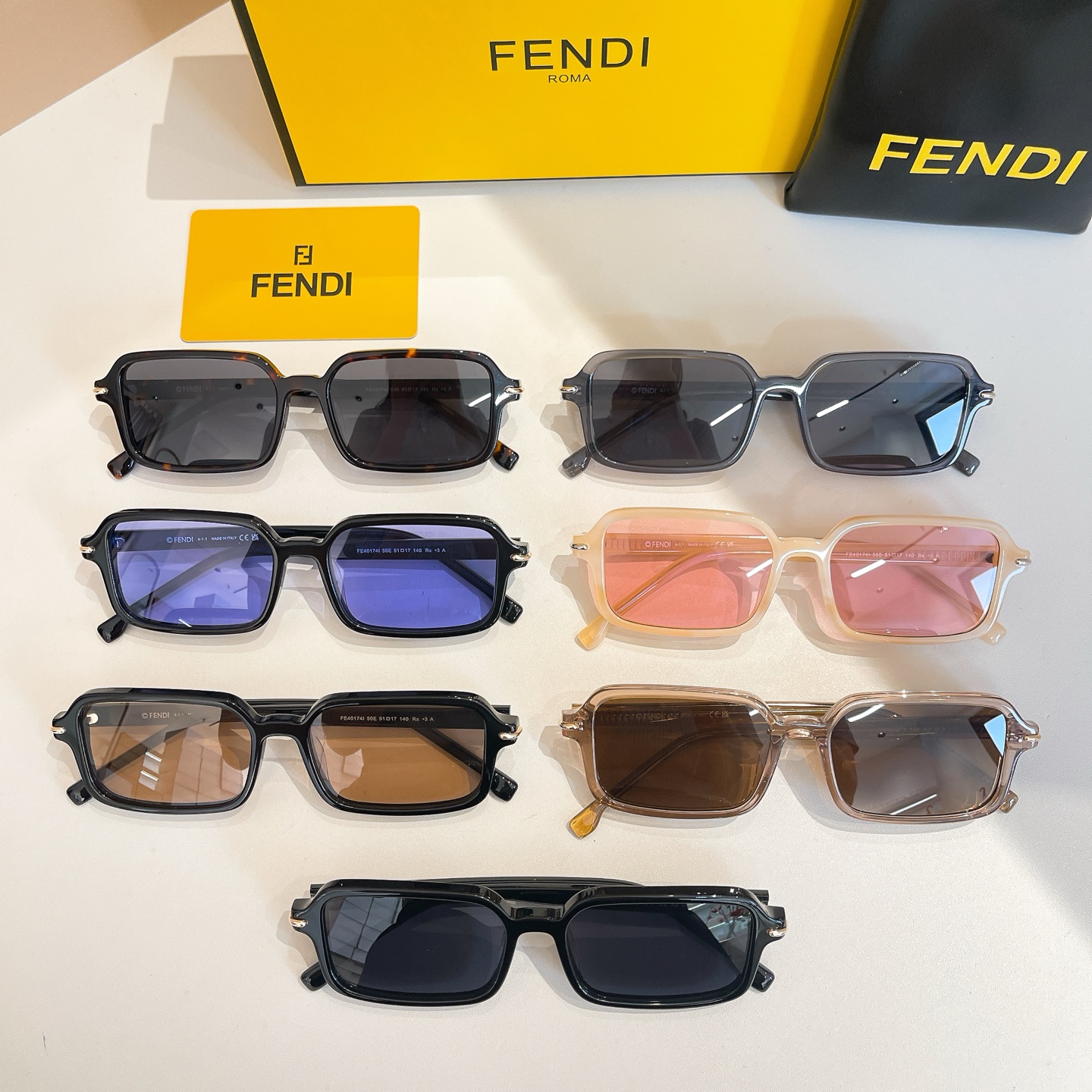 Fendi square frame glasses pink/purple black/leopard/black/grey/rust black/brown color Size 56口16-140 - 图片 8