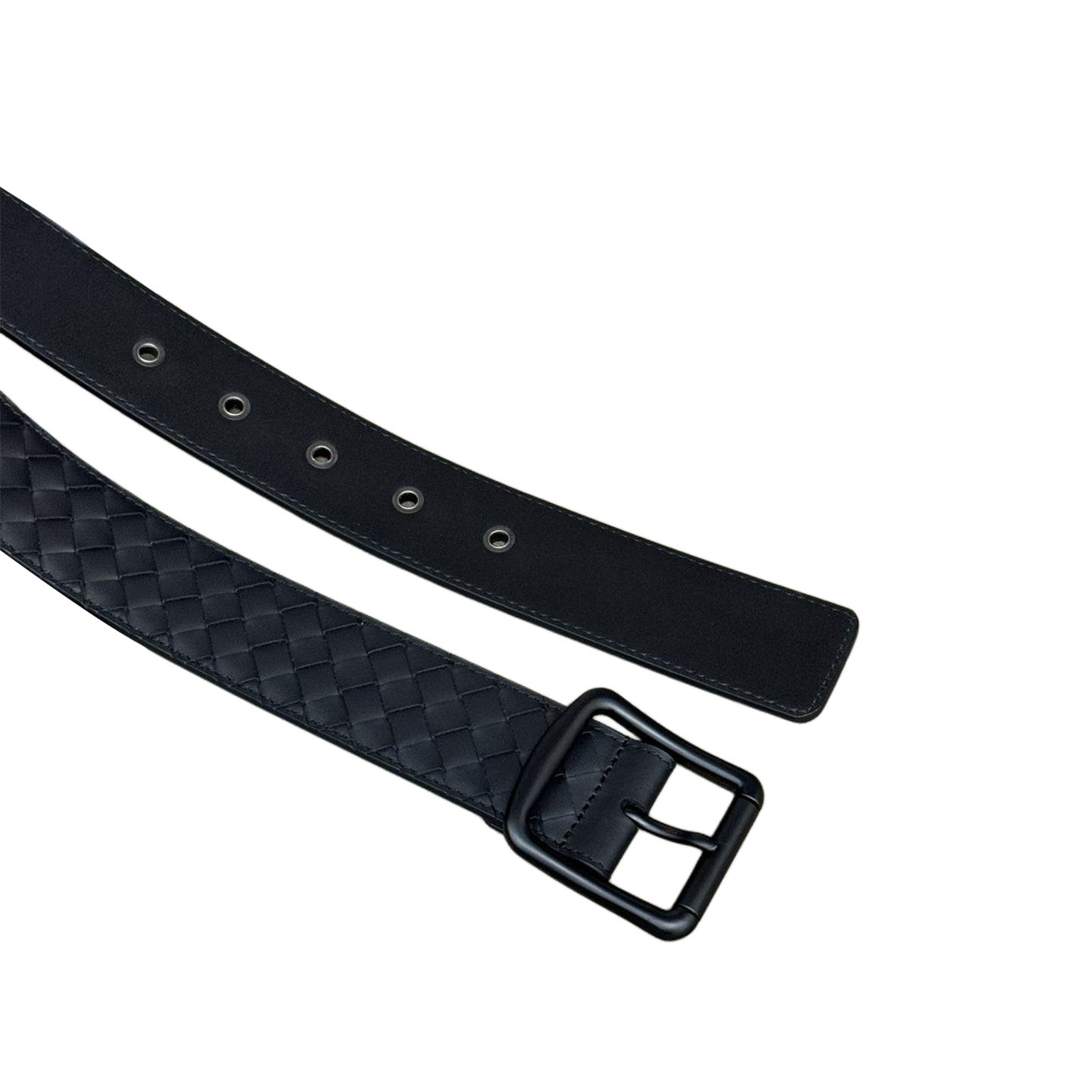 Bottega Veneta Men's Square Buckle Intrecciato Belt In Black/Coffee/Blue/Grey Calfskin With Silver/Black Hardware 40mm - 图片 4