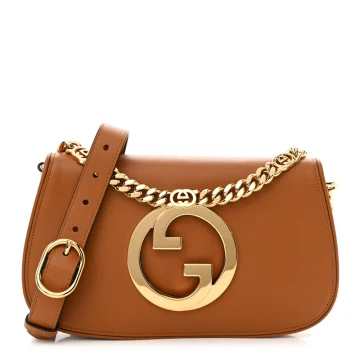 Gucci Medium Blondie Chain Shoulder Flap Bag Cognac Roxy Calfskin Leather Brass Hardware