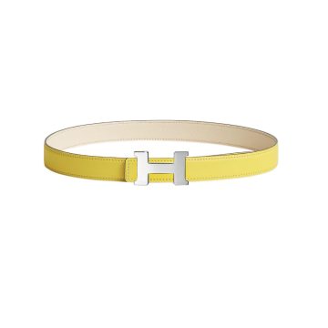 Hermès Women' s Mini Constance Buckle Reversible Belt In Yellow/Blue/White/Brown/Coffee Calfskin With Gold/Silver Hardware 24mm