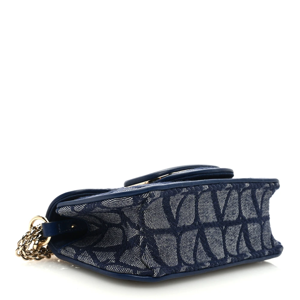 Valentino Garavani Small Locò Shoulder Bag Melange Denim/Worker Toile Iconographe Cotton VLogo Gold Hardware - 图片 3