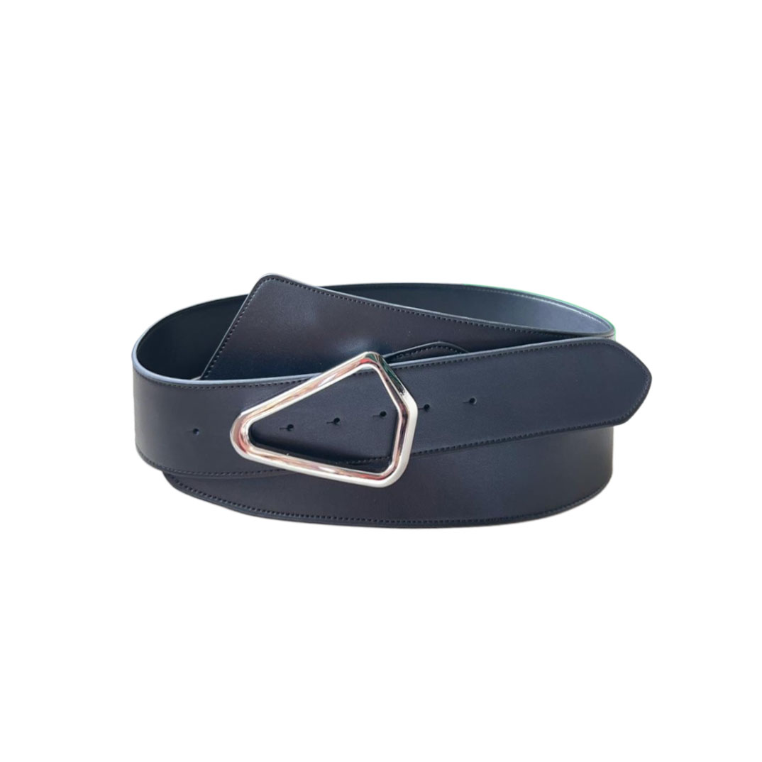 Bottega Veneta Women's Maxi Adjustable Belt In Black Calfskin With Silver Hardware 80mm