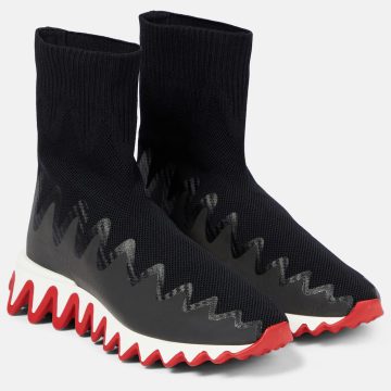 Christian Louboutin Black medium - barrel high - stretch fleece fabric sneakers