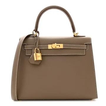 Hermès Kelly Sellier 25 Etoupe Epsom Leather Gold Hardware