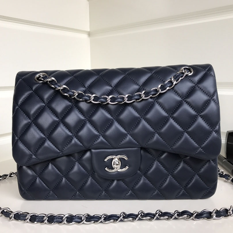 Chanel CF Blue / Navy Blue Quilted Lambskin Leather Crossbody Bags - 图片 9