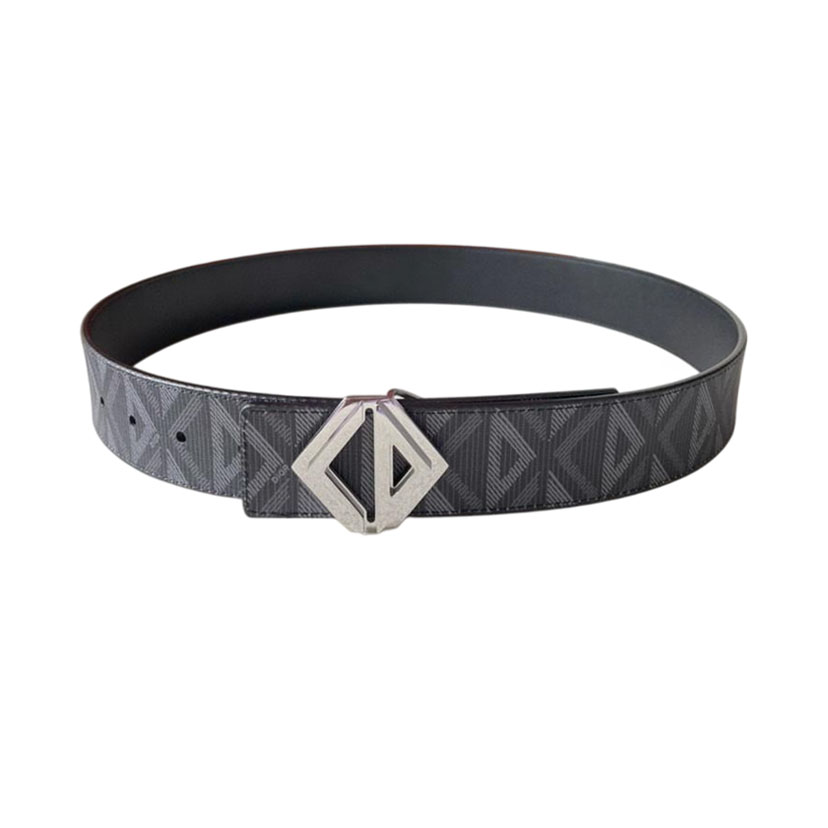 Dior Men' s CD Buckle Belt In Grey/Black Diamond Canvas And Calfskin With Silver Hardware 40mm - 图片 3