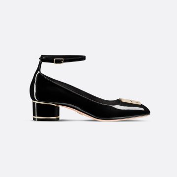 Dior black chunky heels square head high heels shoes