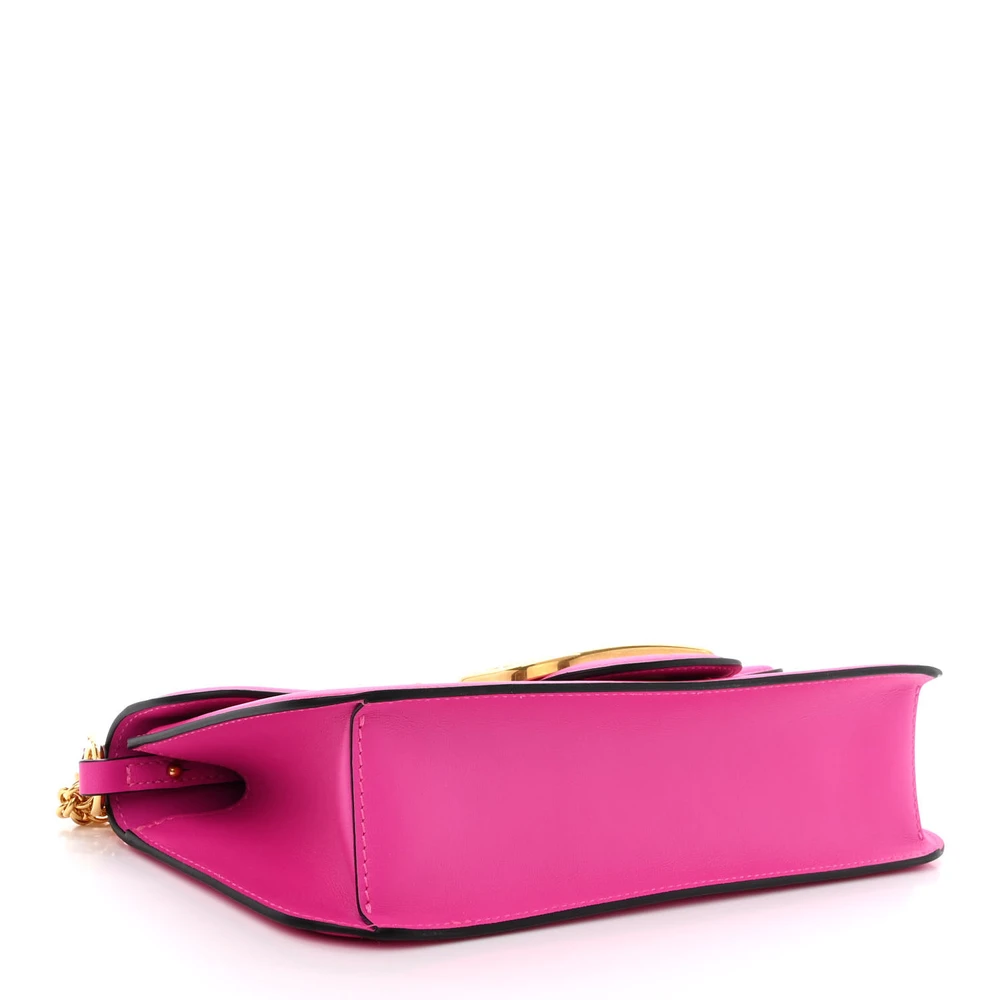 Valentino Garavani Small VLogo Loco Shoulder Bag Pink PP Calfskin Leather Gold Hardware - 图片 6