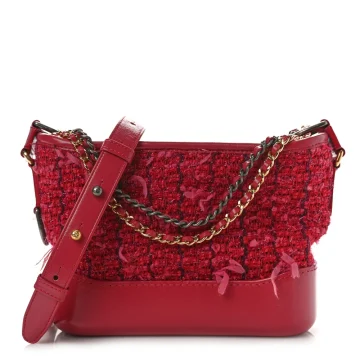 Grade Chanel Gabrielle Hobo Bag | Red Tweed   Calfskin