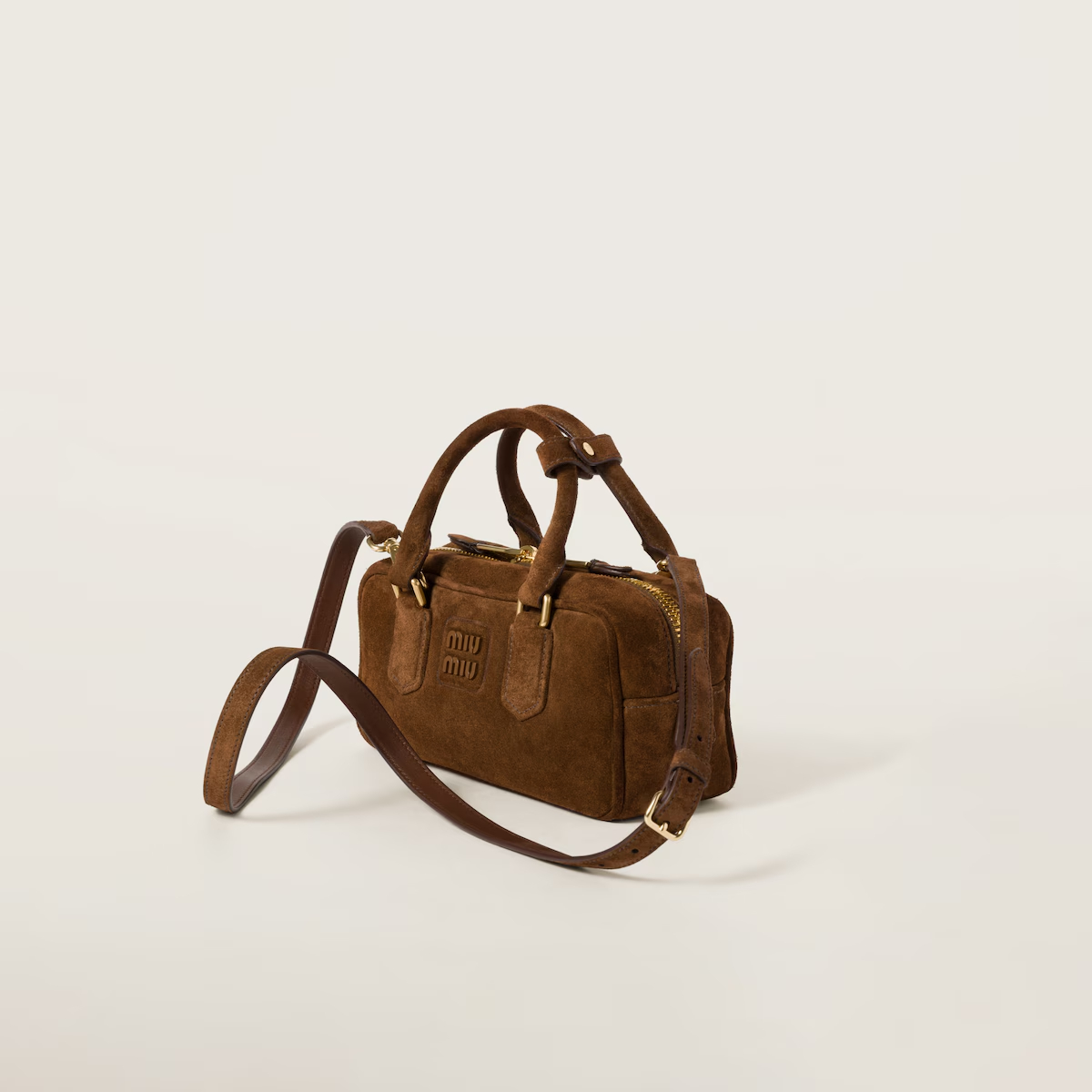 Miu Miu Arcadie Suede Leather Brown Top-Handle Bags - 图片 3