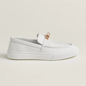 HERMES Game White Loafers