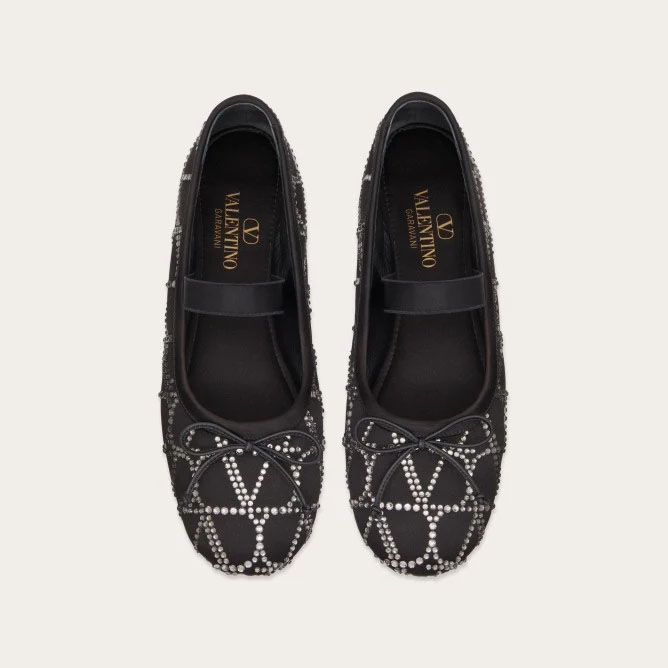 VALENTINO V logo ballet flats with imitation crystal trim - 图片 4