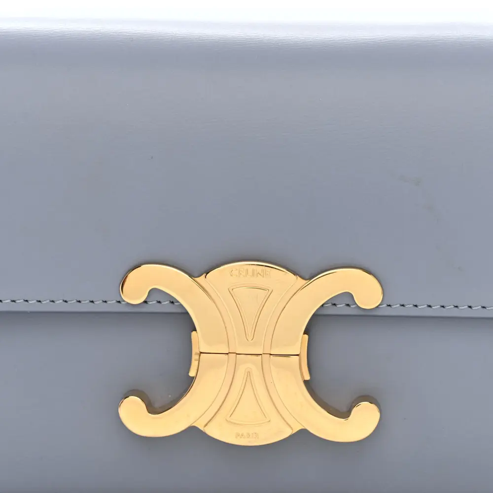Celine Medium Triomphe Shoulder Bag Arctic Blue Shiny Calfskin Leather - 图片 10