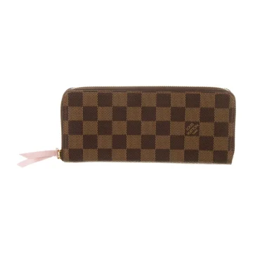 Louis Vuitton Medium Zippy Wallet Damier Ebene Pattern Coated Canvas Gold Hardware