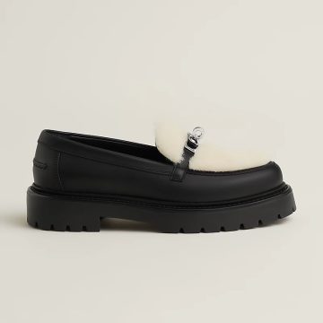 HERMES Icone Black Loafers