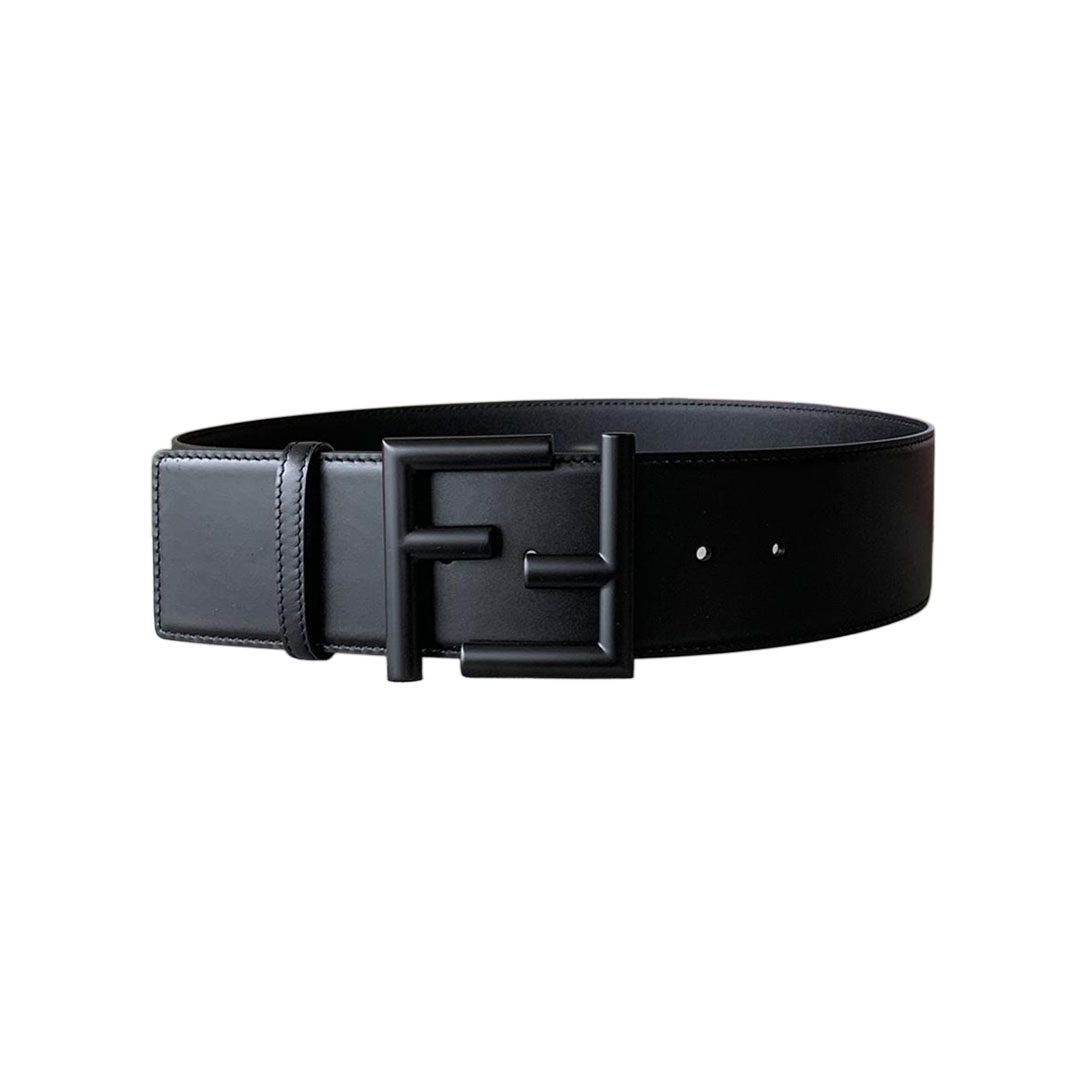 Fendi Women's FF Buckle Belt In Black/Khaki/Orange Calfskin With Gold/Black Hardware 60mm - 图片 7