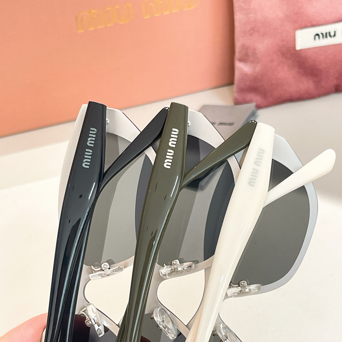 Miu Miu glasses black green/black/black white color Size 144口0-152 - 图片 6