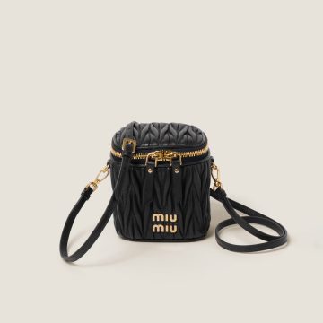 Miu Miu Quilted Lambskin Leather Black Bucket Bags