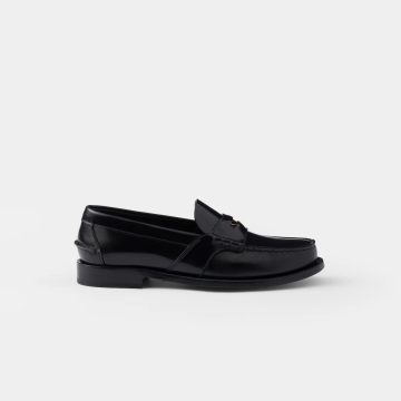 PRADA Black shiny leather loafers
