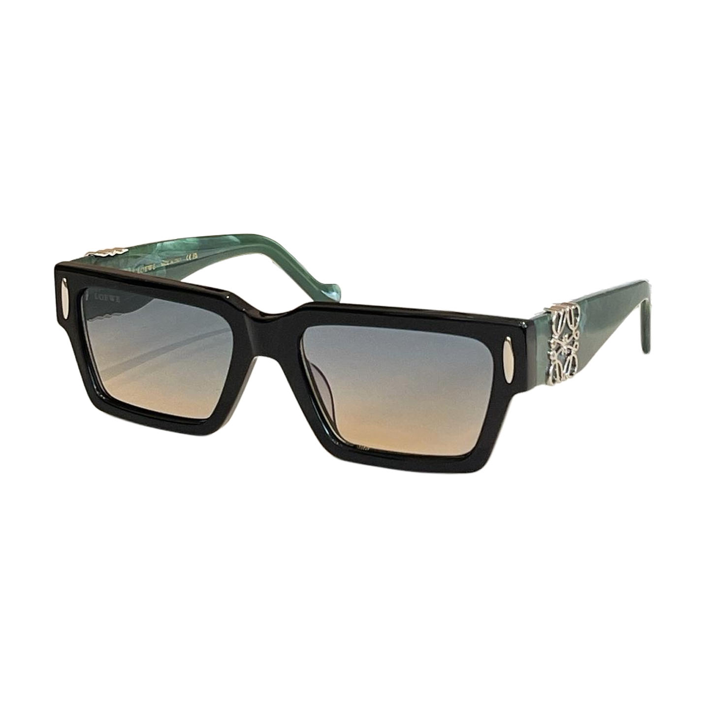 Loewe square frame glasses white/black/black green/black rust/leopard green/leopard brown color Size 56口19-145 - 图片 3