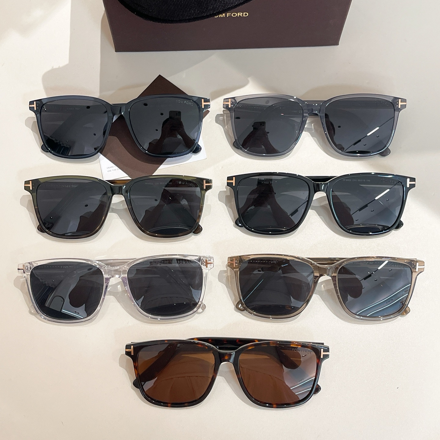 Tom Ford square frame glasses black/blue black/grey black/leopard brown/transparent black/tawny black/green black color Size 55口18-140 - 图片 8