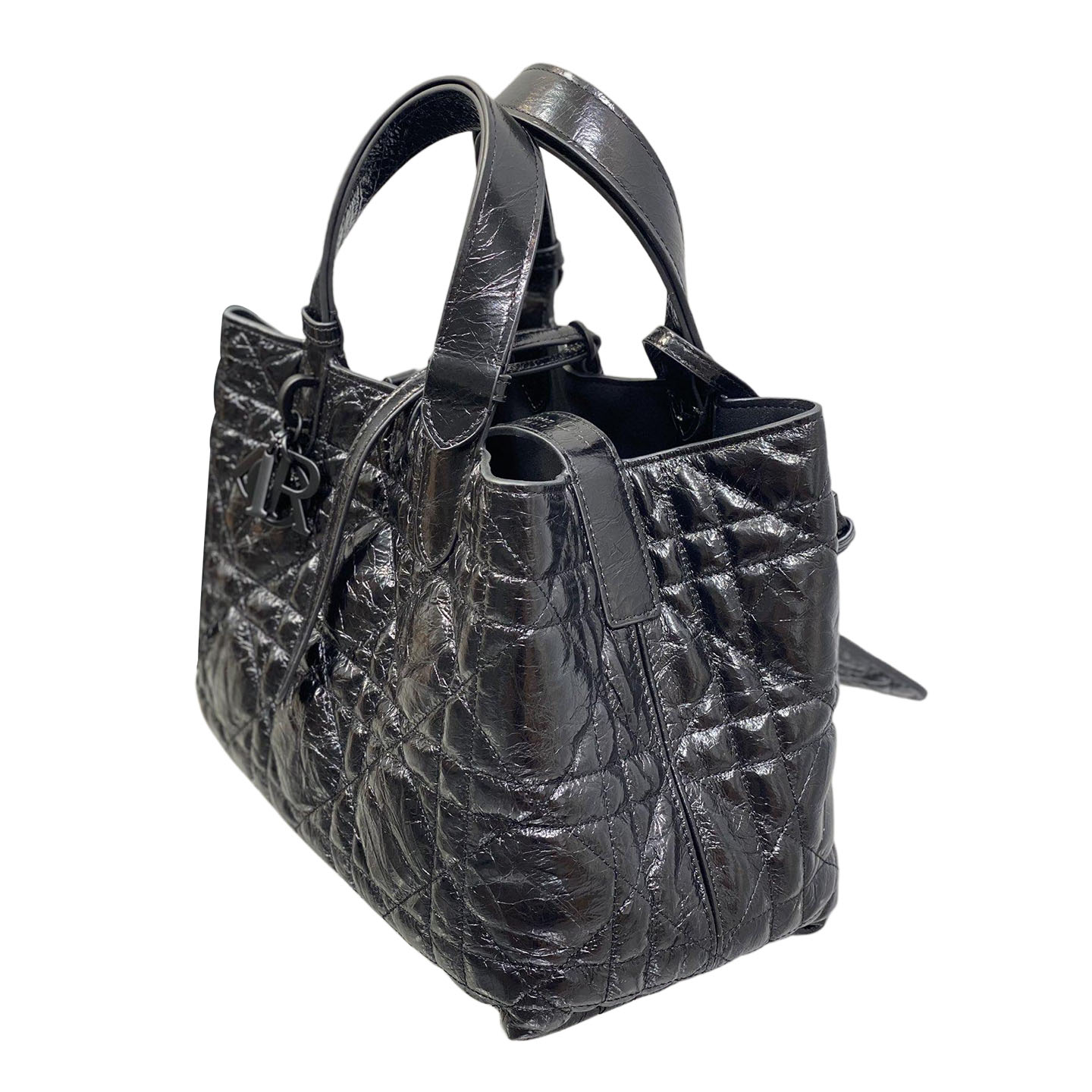 Dior Medium Dior Toujours Bag In Black Macrocannage Crinkled Calfskin With Black Hardware - 图片 3