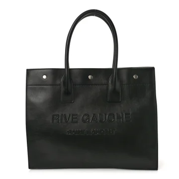 Saint Laurent Small Rive Gauche Tote Black Smooth Calfskin Leather