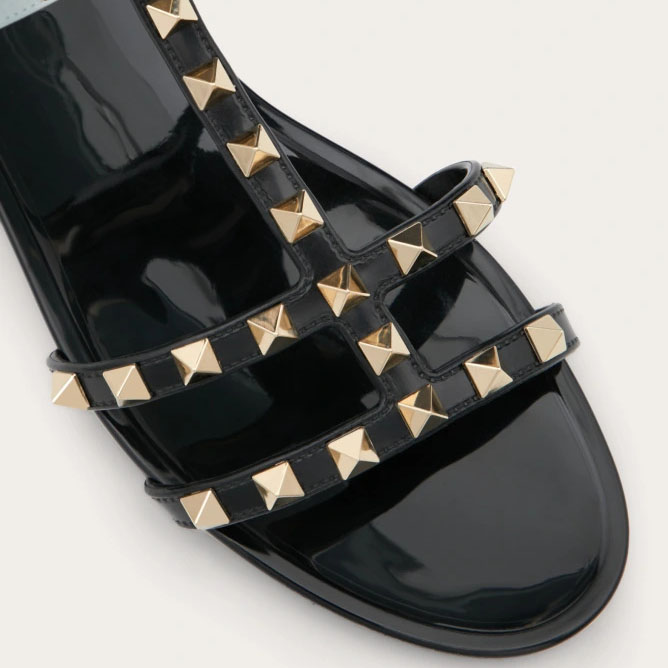 VALENTINO Black Studded flat sandals - 图片 5