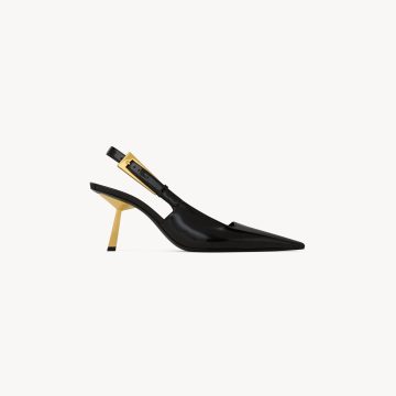 Yves Saint Laurent black Sleek leather high heels