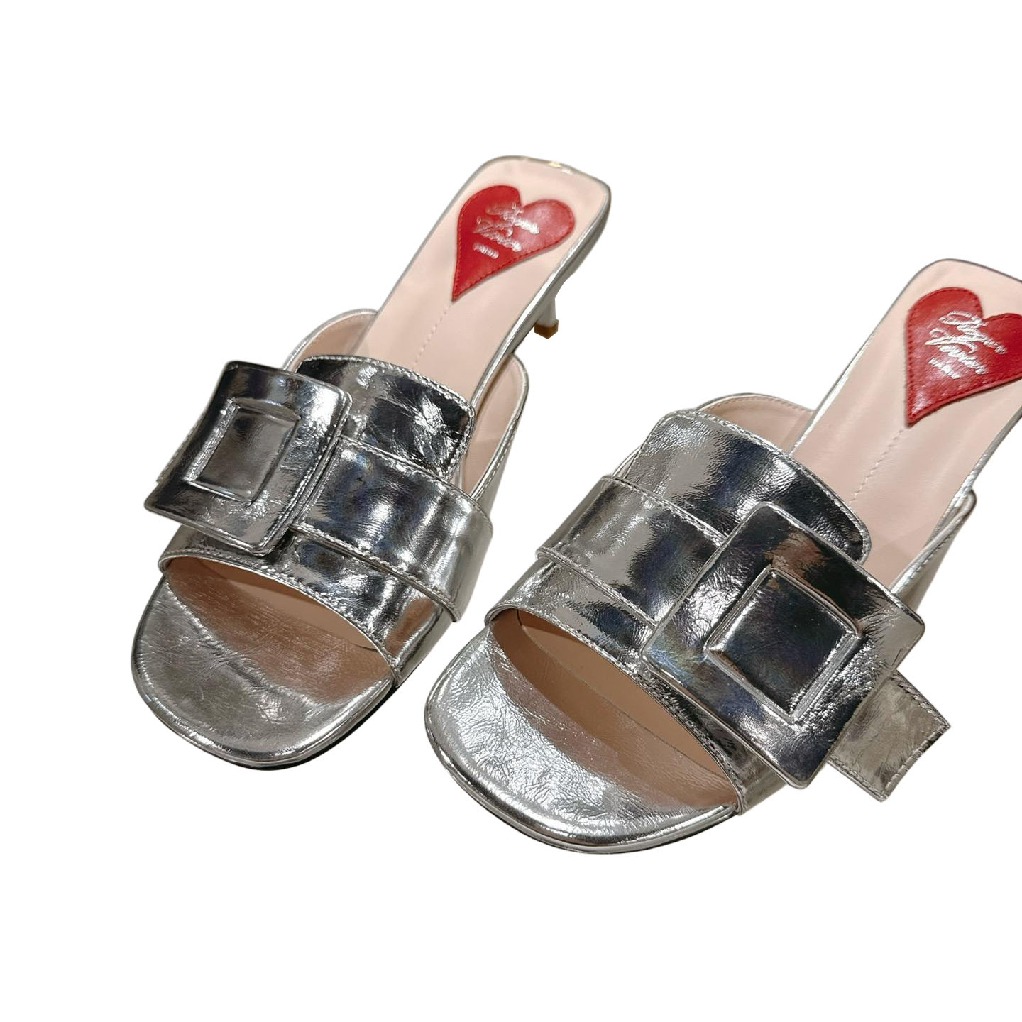 Roger Vivier Viv' Canard Mules Sandals In Gold/Silver Leather With Lacquered Metal Buckle (Heel Height 5.5cm) - 图片 4
