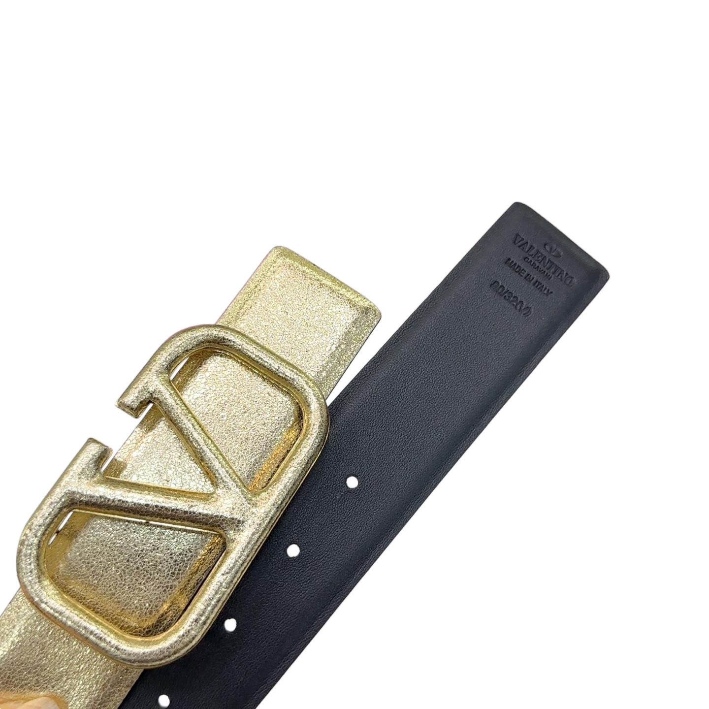 Valentino V Buckle Belt In Gold/Orange/Brown/Nude Smooth Calfskin With Gold/Orange/Brown/Nude Hardware 40mm - 图片 2